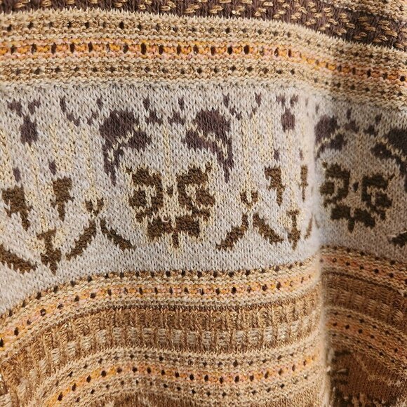 Vintage Liz Clairborne FairIsle Metallic Open Knit Crewneck Sweater Size S - Picture 3 of 6